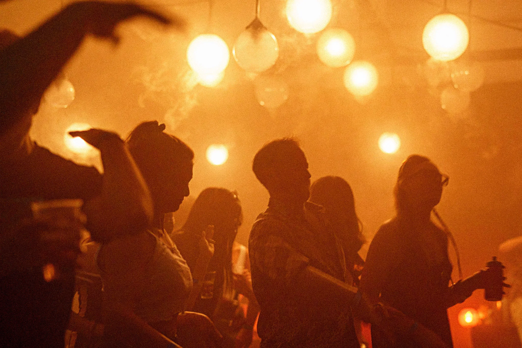 Dancing under the smokey balls